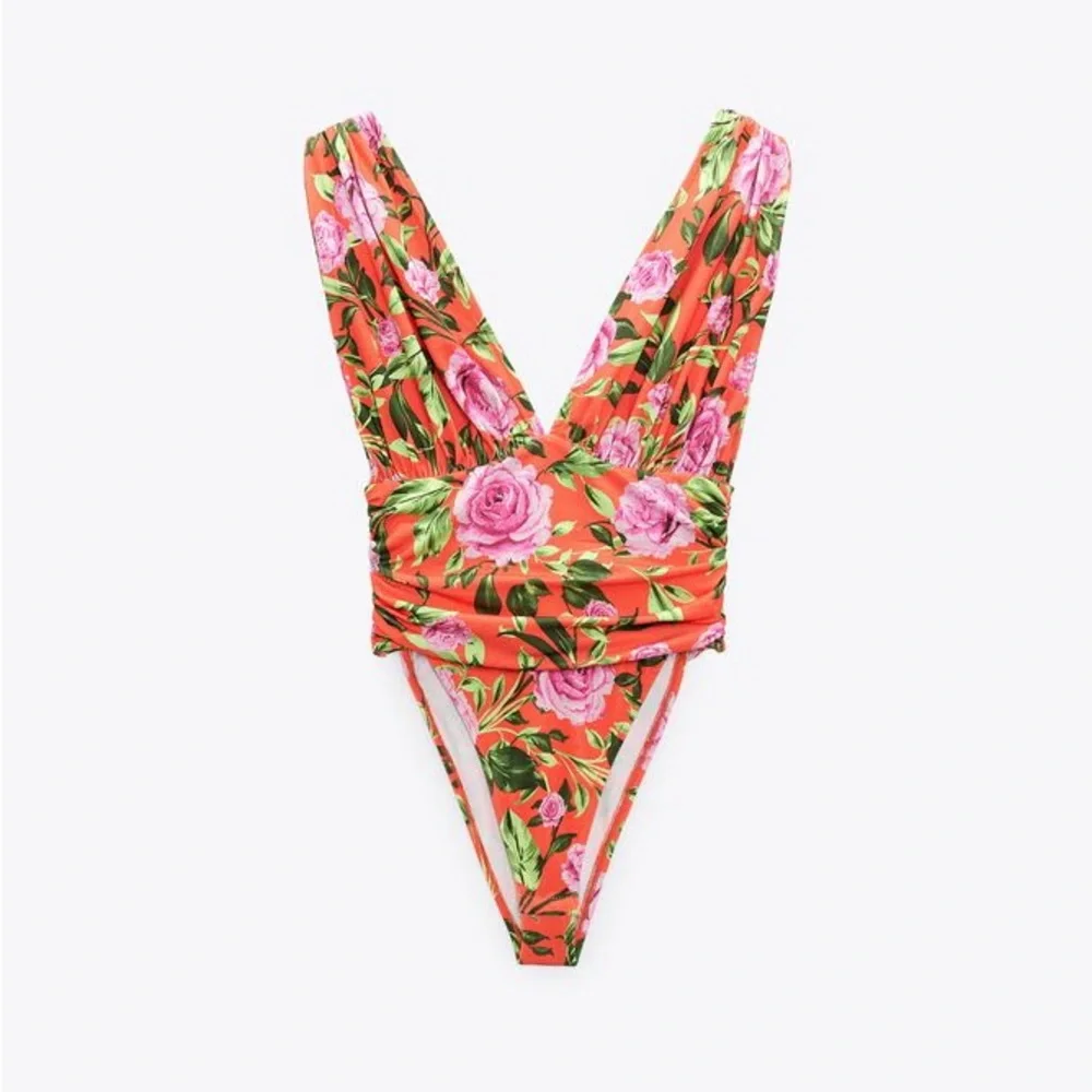 Zara floral plunging neckline and back bodysuit - Picture 4 of 6